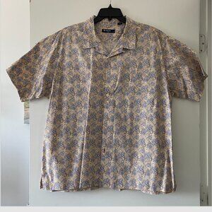 Men's Cremieux Classics Short Sleeve Button Down XXL Tan, Blue Paisley